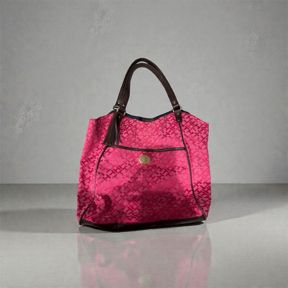 Tommy Hilfiger Pink and Brown Tote Bag